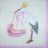 0666 Baby Geburt Girl Storch Serviette