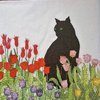 11668 Black Cat Tulips Serviette