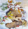 11785 Hedgehog in snow Serviette