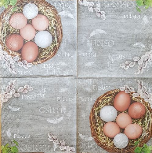 11843 Eco Eggs in a Wicker Basket Serviette