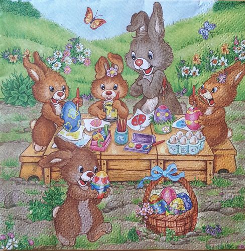11867 Easter Hares at the Table Serviette